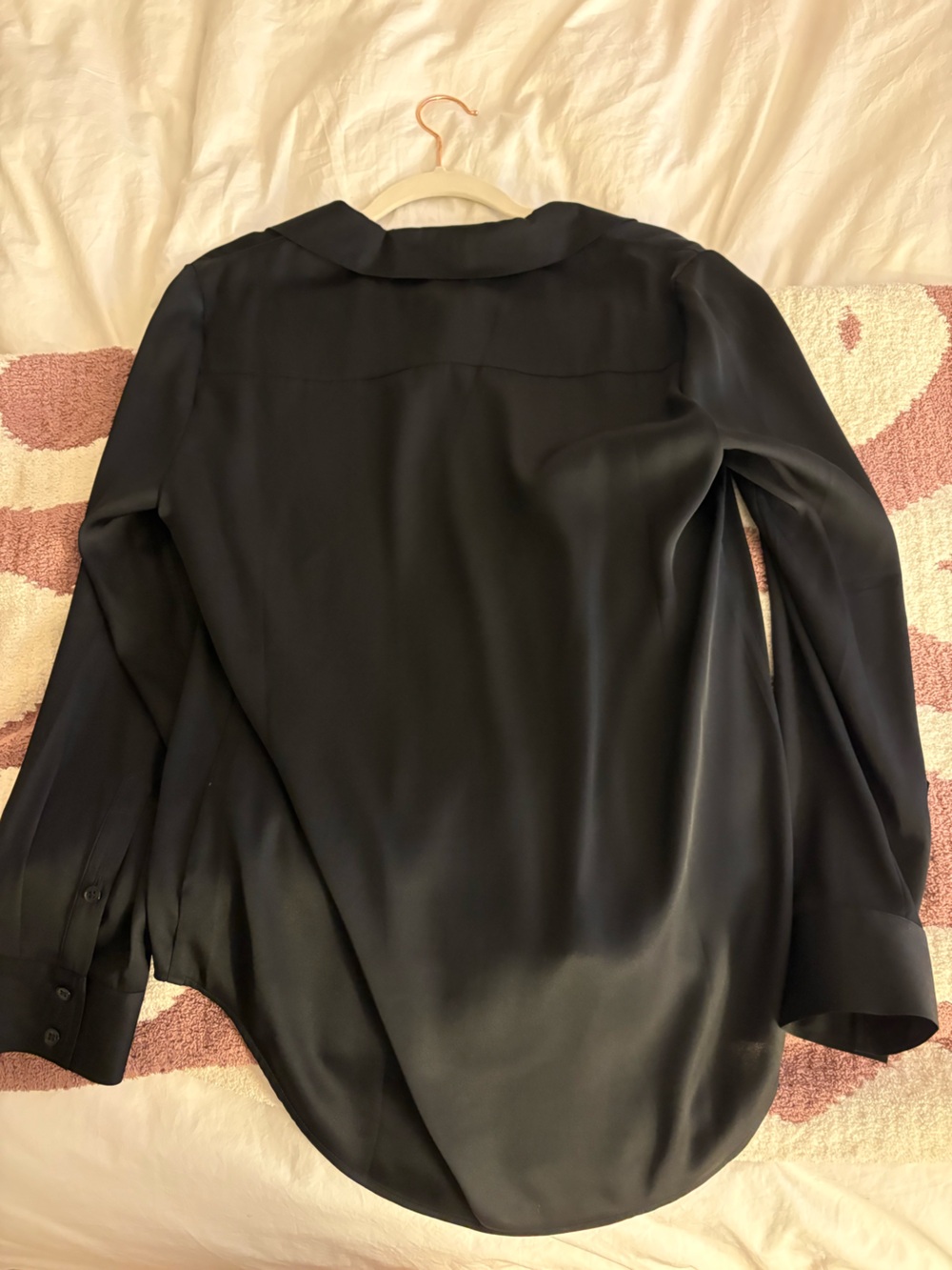 Quince Black Satin V-Neck Blouse - Picture 4 of 4
